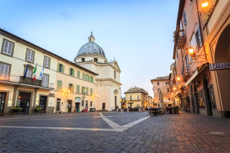 Main square in Castel Gandolfo, pope's summer residency, Italy