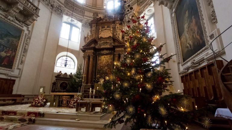 The Altar of the Fatherland at Christmas in Rome, Italy
